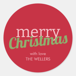 ミニマルレトロタイポグラフィメリークリスマス ラウンドシール