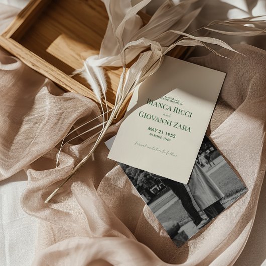 ミニマルレトロタイポグラフィ結婚式の日付を保存 招待状