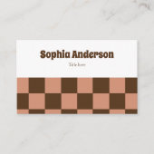 ミニマルレトロチェッカーボード – ブラウン&ダスティーバラ 名刺 (正面)