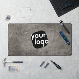 ミニマルレトロニュートラルグレーあなたのロゴブランドを追加 デスクマット