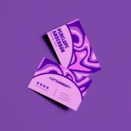 ミニマルレトロパープルピンク抽象芸術ボホグルーヴィ 名刺