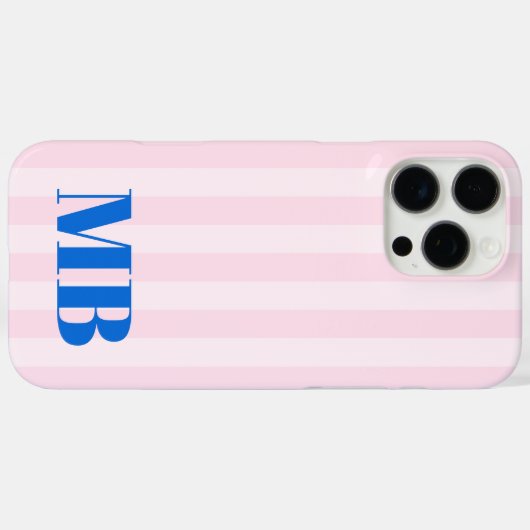 ミニマルレトロピンクブルーモノグラストライプのム Case-Mate iPhoneケース (裏面 (横))