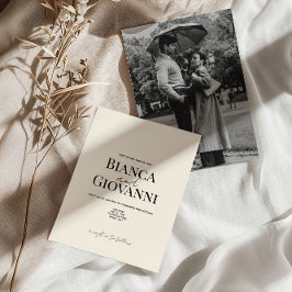 ミニマルレトロブラックタイポグラフィ結婚ズ 招待状