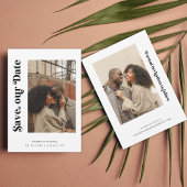 ミニマルレトロブラックホワイト2フォト結婚式ウェブサイトおめでとうございます セーブザデート