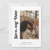 ミニマルレトロブラックホワイト2フォト結婚式ウェブサイトおめでとうございます セーブザデート (正面)