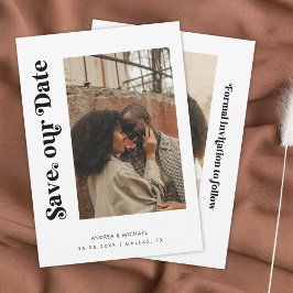 ミニマルレトロブラックホワイト2フォト結婚式ウェブサイトSave the Date セーブザデート