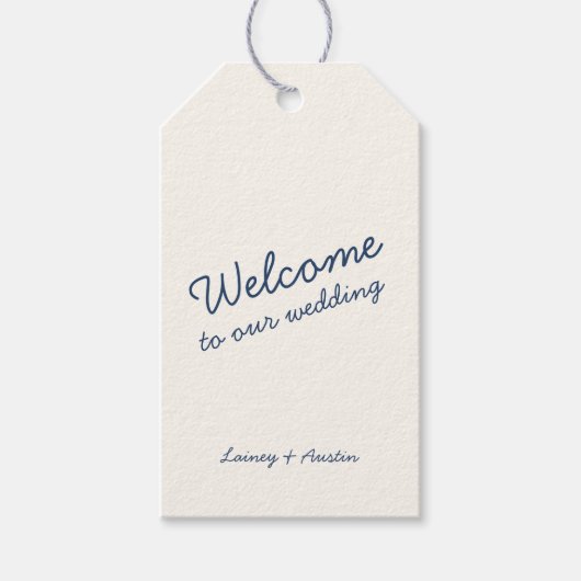 ミニマルレトロブルー結婚ズギフトラベル ギフトタグ (正面)