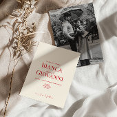 ミニマルレトロレッドタイポグラフィ結婚式招待状 招待状