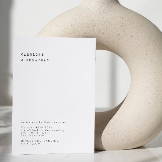 ミニマルレトロ白黒タイプライター結婚ズ 招待状