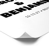 ミニマルレトロ白黒結婚の歓迎 ポスター (角)