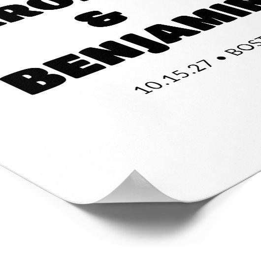 ミニマルレトロ白黒結婚の歓迎 ポスター (角)