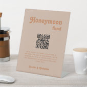 ミニマルレトロ結婚ズ新婚旅行ファンドQRコード 台座サイン (インサイチュ)