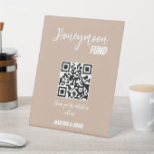 ミニマルレトロ結婚ズ新婚旅行ファンドQRコード 台座サイン (インサイチュ)