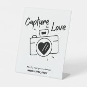 ミニマルレトロ結婚共有のハッシュタグ付き写真 台座サイン (正面)