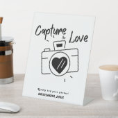 ミニマルレトロ結婚共有のハッシュタグ付き写真 台座サイン (インサイチュ)