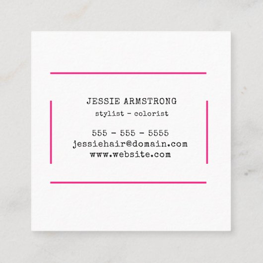 ミニマルレトロ美容師スクエアビジネスカード スクエア名刺 (裏面)