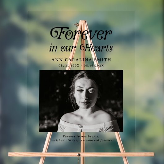 ミニマルレトロ葬儀の永遠のハートサイン アクリルサイン (ニュートラル)