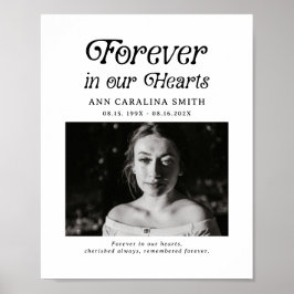 ミニマルレトロ葬儀の永遠のハートサイン ポスター
