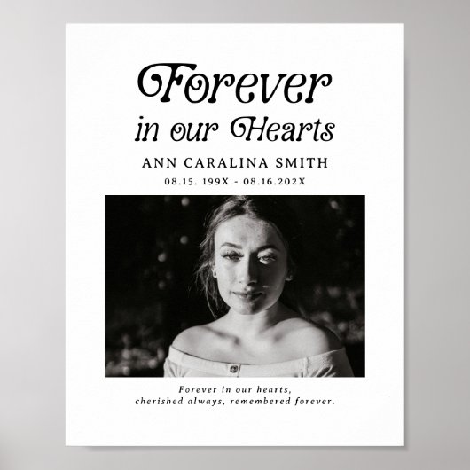 ミニマルレトロ葬儀の永遠のハートサイン ポスター (正面)