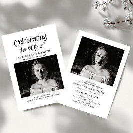 ミニマルレトロ葬祝祭の人生 招待状