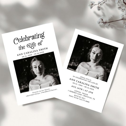 ミニマルレトロ葬祝祭の人生 招待状