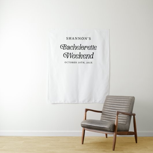 ミニマルレトロ ブラック＆ホワイト ブライズウィークエンド タペストリー (インサイチュ)