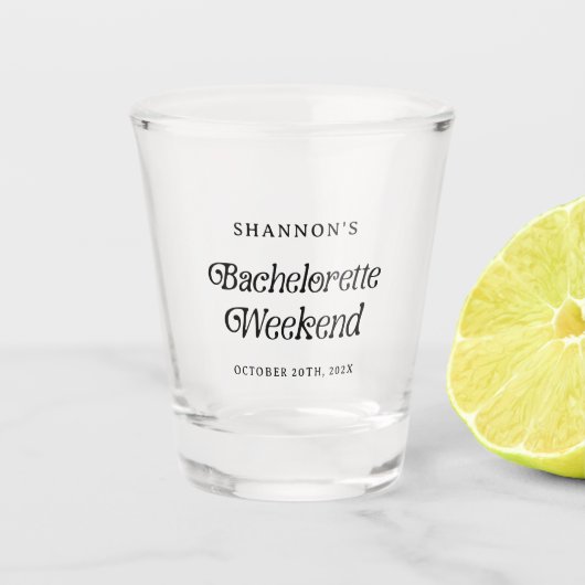 ミニマルレトロ ブラック＆ホワイト ブライズメイド ウィークエンド ショットグラス (正面)