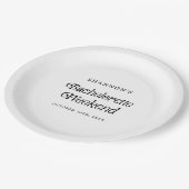 ミニマルレトロ ブラック＆ホワイト ブライズメイド ウィークエンド ペーパープレート (アングル)