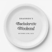 ミニマルレトロ ブラック＆ホワイト ブライズメイド ウィークエンド ペーパープレート (正面)