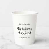 ミニマルレトロ ブラック&ホワイト ブライズメイド ウィークエンド 紙コップ (裏面)