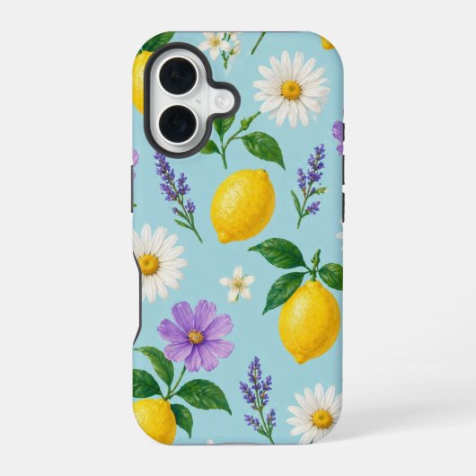 ミニマルレモンフローラルフォンケース iPhone 16ケース (裏面)