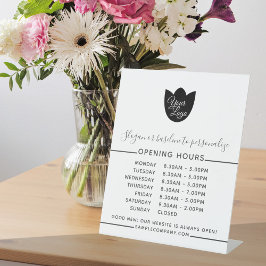 ミニマルロゴのシンプル開館時間 台座サイン