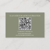 ミニマルロゴはこちらSage Green QRコード 名刺 (裏面)