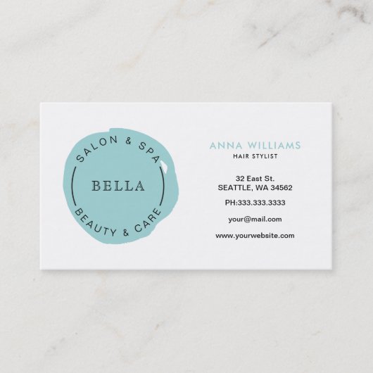 ミニマルロゴアクアサロン及びスパアポイントメントカード 予約カード (正面)