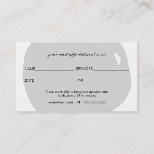 ミニマルロゴグレーサロンとスパアポイントメントカード 予約カード (裏面)