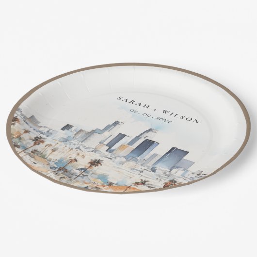 ミニマルロサンゼルス、カリフォルニアウォーター結婚カラー ペーパープレート (アングル)