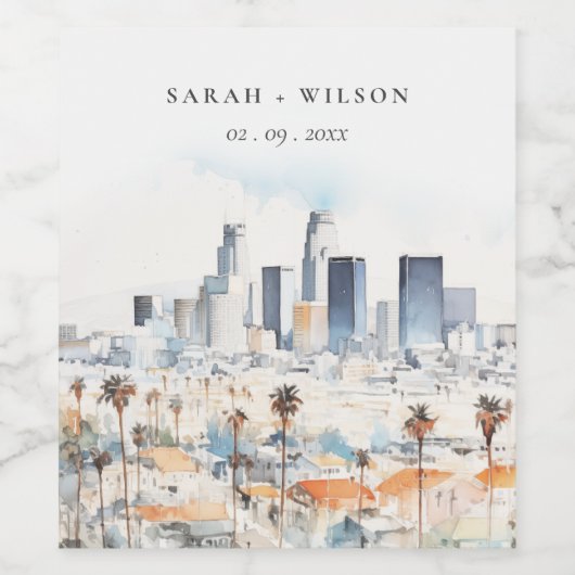 ミニマルロサンゼルス、カリフォルニアウォーター結婚カラー ワインラベル (シングルラベル)