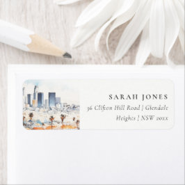 ミニマルロサンゼルス、カリフォルニア州水彩住所 ラベル