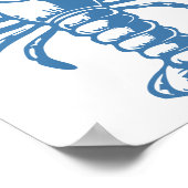 ミニマルロブスターラインアートブルー航海の輪郭 ポスター (角)