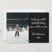 ミニマルヴィンテージエレガントブラック2フォトクリスマス シーズンカード (裏面)