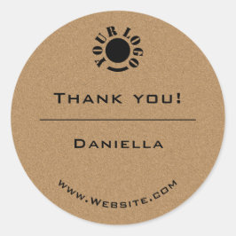 ミニマルヴィンテージクラフトシンプルサンキューロゴ ラウンドシール