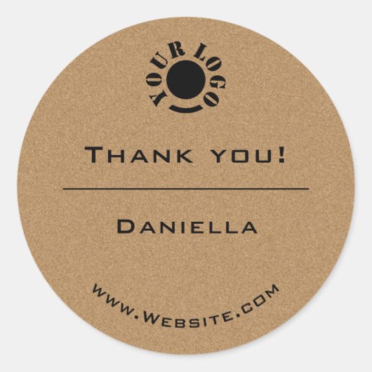 ミニマルヴィンテージクラフトシンプルサンキューロゴ ラウンドシール (正面)