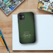 ミニマルヴィンテージグリーンベージュC名モノグラム Case-Mate iPhoneケース