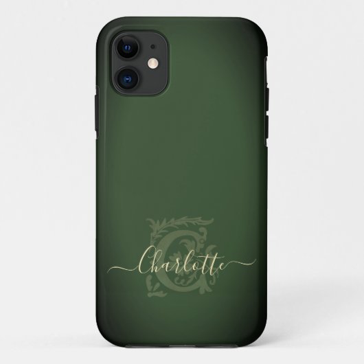 ミニマルヴィンテージグリーンベージュC名モノグラム Case-Mate iPhoneケース (裏面)