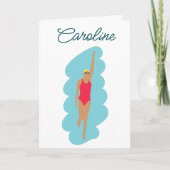 ミニマルヴィンテージスクリプト水泳少女の誕生日 カード (正面)