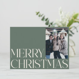 ミニマルヴィンテージセージグリーン2枚フォトクリスマス シーズンカード