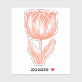 ミニマルヴィンテージフラワーラインアートスケッチオレンジ シール (シート)