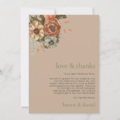 ミニマルヴィンテージフローラQRコー結婚ド サンキューカード (正面)