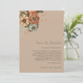 ミニマルヴィンテージフローラQRコー結婚ド サンキューカード (スタンド正面)