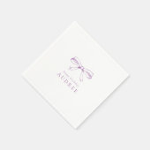 ミニマルヴィンテージボウパープルバースデーパーティー スタンダードカクテルナプキン (角)